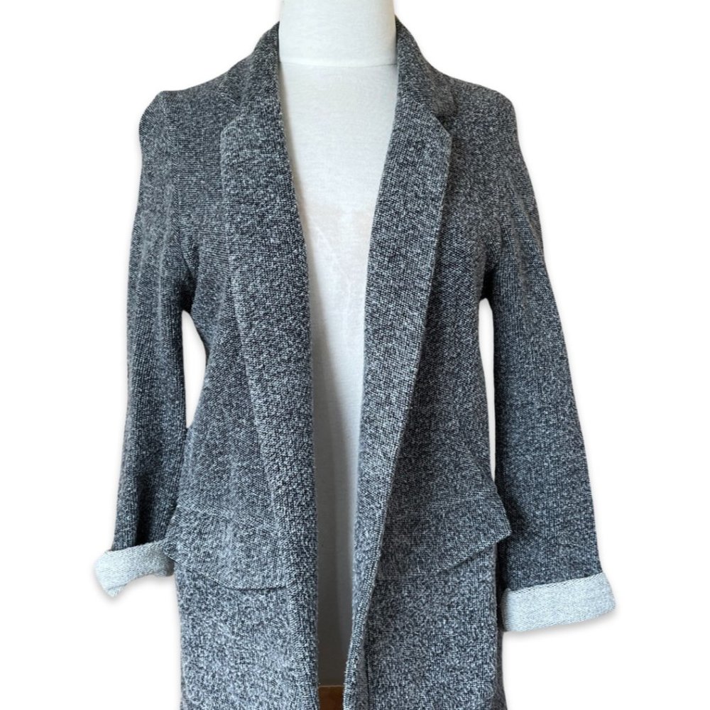 TOPSHOP Gray Stretch Knit Open Front Blazer Jacket - Picture 1 of 9